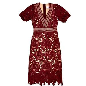 Adelyn Rae Lace Crochet Midi‎ Dress Sz XS Dark Romantic Whimsy Goth Feminine